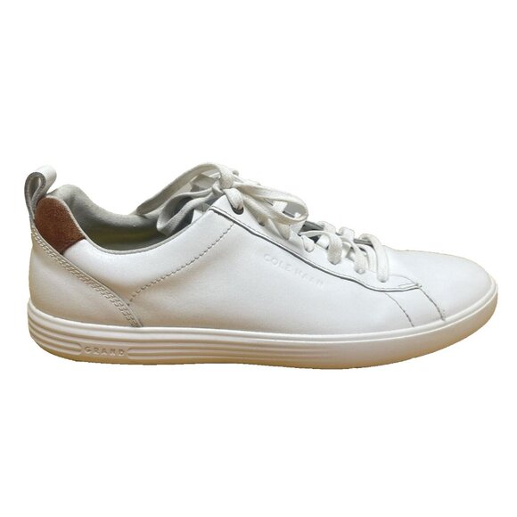Cole Haan Grand+ Crosscourt Shoes Men’s 7.5 White Leather Low Top Minimal C36922 - Picture 1 of 8